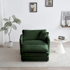 Vert / Bleu / Beige / Blanc — Fauteuil d'appoint en chenille avec pouf, 1 place