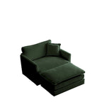 Vert / Bleu / Beige / Blanc — Fauteuil d'appoint en chenille avec pouf, 1 place