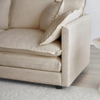 Vert / Bleu / Beige / Blanc — Fauteuil d'appoint en chenille avec pouf, 1 place