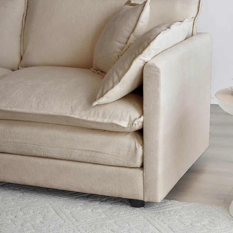 Vert / Bleu / Beige / Blanc — Fauteuil d'appoint en chenille avec pouf, 1 place