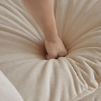 Vert / Bleu / Beige / Blanc — Fauteuil d'appoint en chenille avec pouf, 1 place