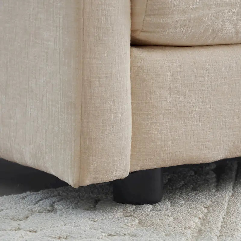 Vert / Bleu / Beige / Blanc — Fauteuil d'appoint en chenille avec pouf, 1 place