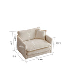 Vert / Bleu / Beige / Blanc — Fauteuil d'appoint en chenille avec pouf, 1 place