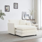 Vert / Bleu / Beige / Blanc — Fauteuil d'appoint en chenille avec pouf, 1 place