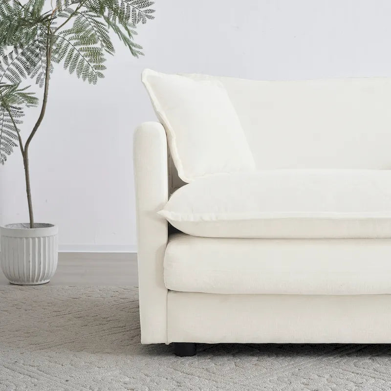 Vert / Bleu / Beige / Blanc — Fauteuil d'appoint en chenille avec pouf, 1 place
