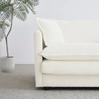 Vert / Bleu / Beige / Blanc — Fauteuil d'appoint en chenille avec pouf, 1 place