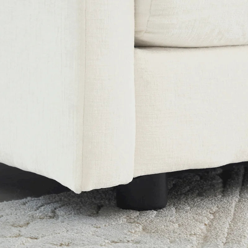Vert / Bleu / Beige / Blanc — Fauteuil d'appoint en chenille avec pouf, 1 place