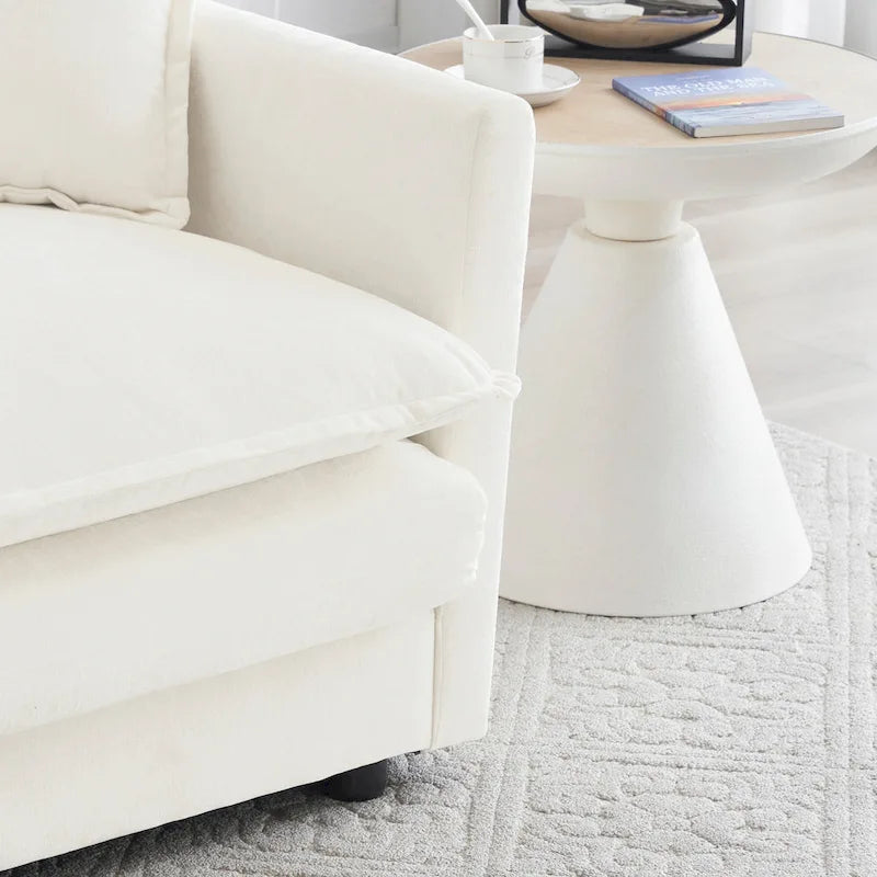Vert / Bleu / Beige / Blanc — Fauteuil d'appoint en chenille avec pouf, 1 place