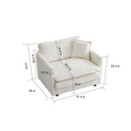 Vert / Bleu / Beige / Blanc — Fauteuil d'appoint en chenille avec pouf, 1 place