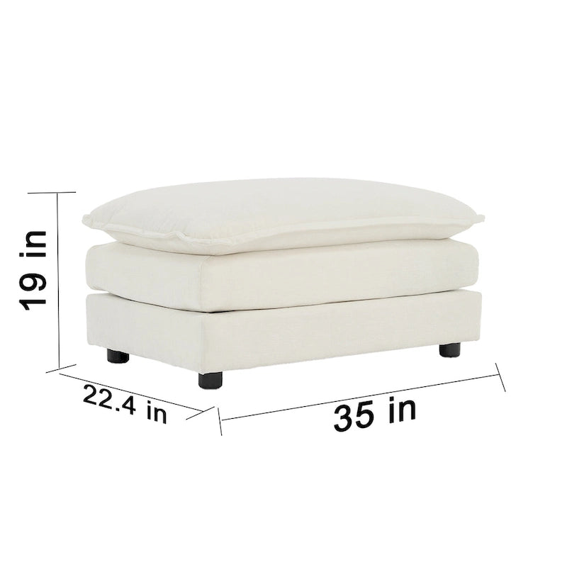 Vert / Bleu / Beige / Blanc — Fauteuil d'appoint en chenille avec pouf, 1 place