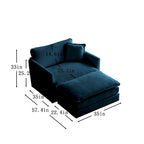 Vert / Bleu / Beige / Blanc — Fauteuil d'appoint en chenille avec pouf, 1 place