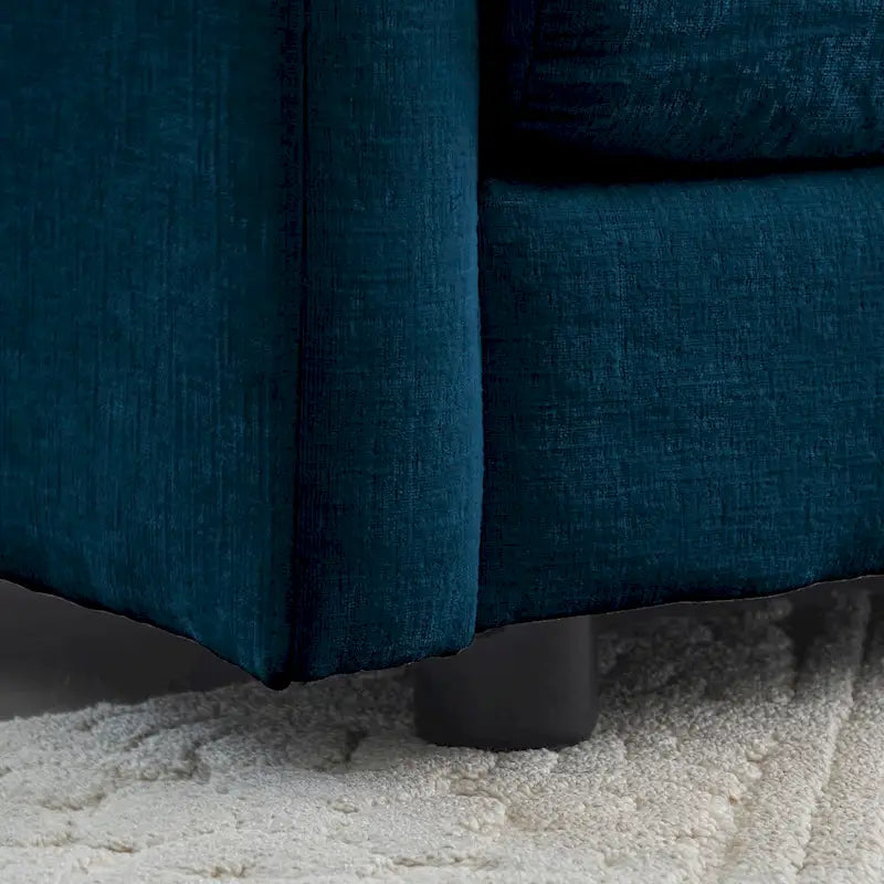 Vert / Bleu / Beige / Blanc — Fauteuil d'appoint en chenille avec pouf, 1 place