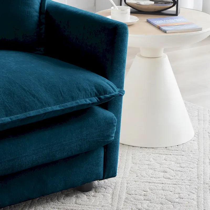 Vert / Bleu / Beige / Blanc — Fauteuil d'appoint en chenille avec pouf, 1 place
