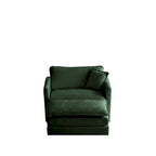 Vert / Bleu / Beige / Blanc — Fauteuil d'appoint en chenille avec pouf, 1 place