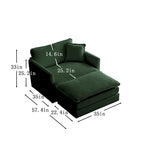 Vert / Bleu / Beige / Blanc — Fauteuil d'appoint en chenille avec pouf, 1 place