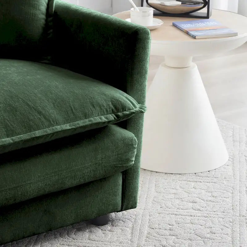 Vert / Bleu / Beige / Blanc — Fauteuil d'appoint en chenille avec pouf, 1 place