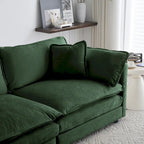 Vert / Bleu / Beige / Blanc — Fauteuil d'appoint en chenille avec pouf, 1 place