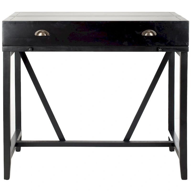 Bureau classique avec rangements Noir / Teck foncé / Blanc / Gris quartz / Chêne