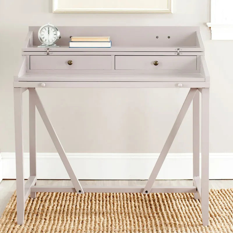 Bureau classique avec rangements Noir / Teck foncé / Blanc / Gris quartz / Chêne