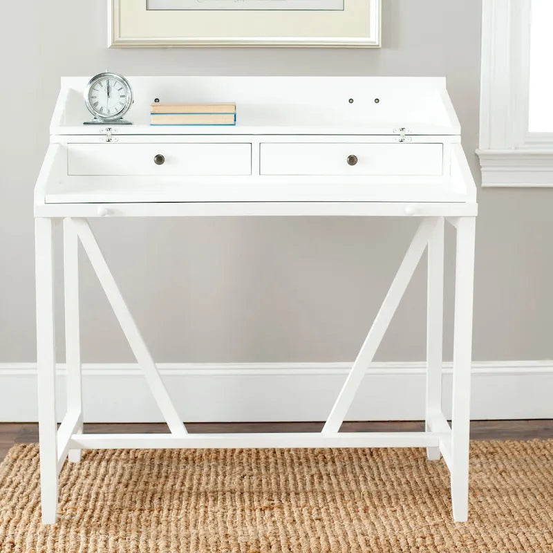 Bureau classique avec rangements Noir / Teck foncé / Blanc / Gris quartz / Chêne