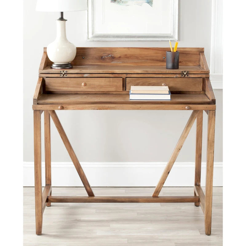 Bureau classique avec rangements Noir / Teck foncé / Blanc / Gris quartz / Chêne