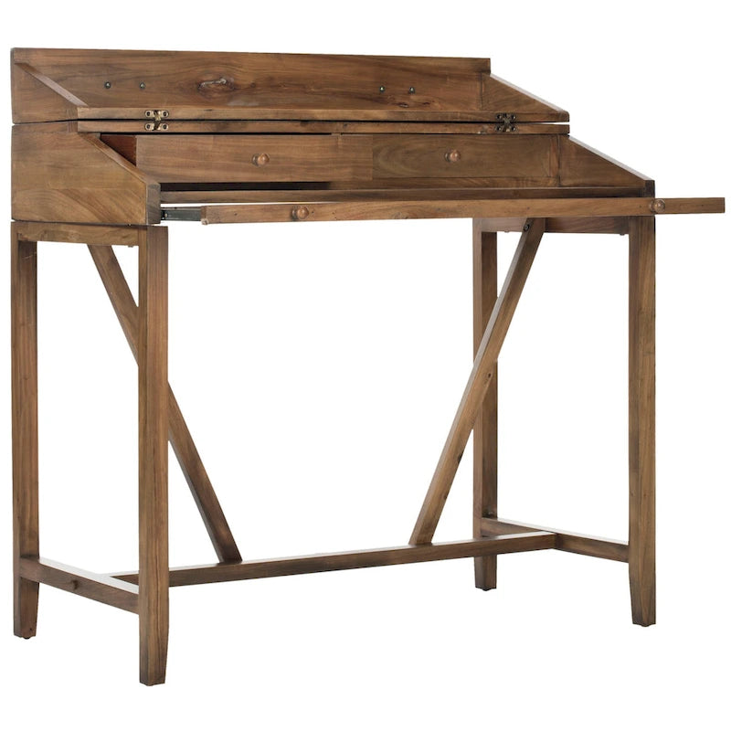 Bureau classique avec rangements Noir / Teck foncé / Blanc / Gris quartz / Chêne