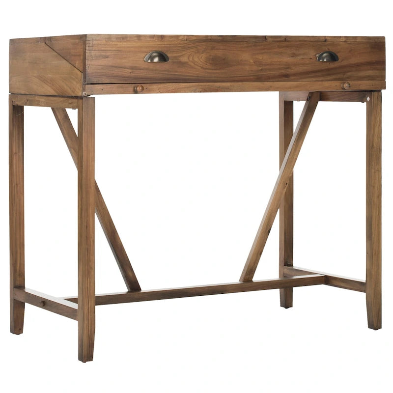 Bureau classique avec rangements Noir / Teck foncé / Blanc / Gris quartz / Chêne