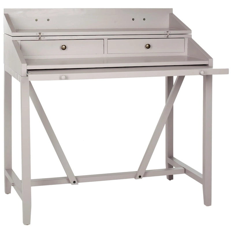 Bureau classique avec rangements Noir / Teck foncé / Blanc / Gris quartz / Chêne