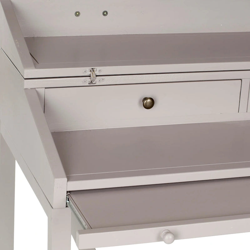 Bureau classique avec rangements Noir / Teck foncé / Blanc / Gris quartz / Chêne