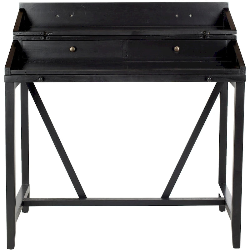 Bureau classique avec rangements Noir / Teck foncé / Blanc / Gris quartz / Chêne