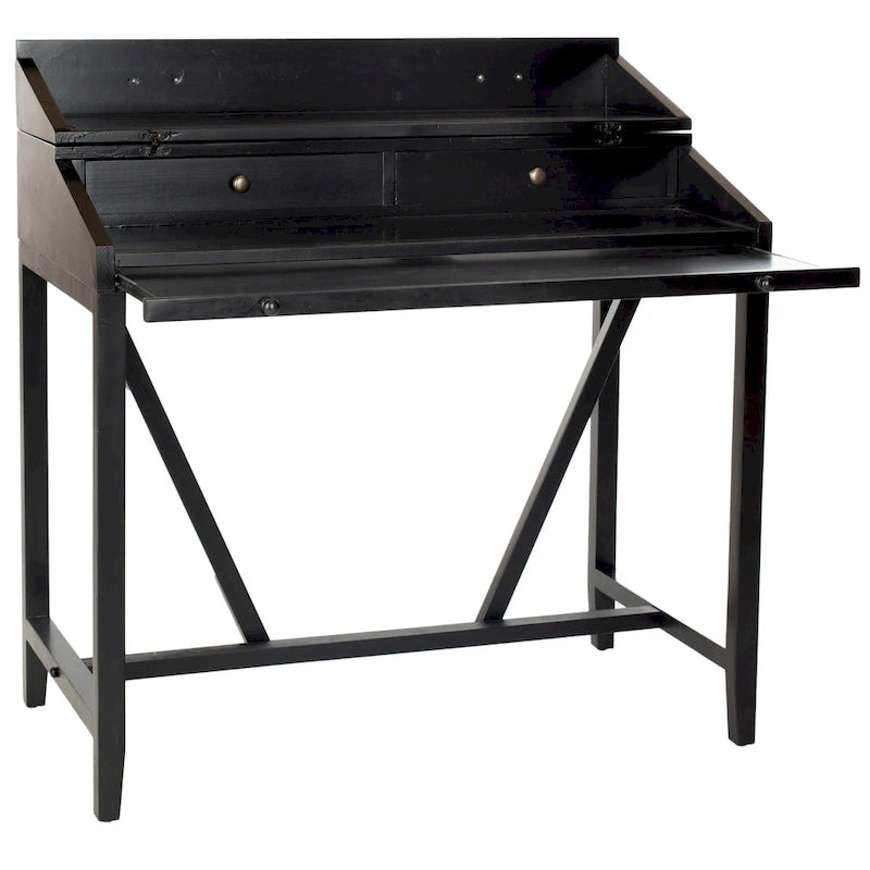 Bureau classique avec rangements Noir / Teck foncé / Blanc / Gris quartz / Chêne