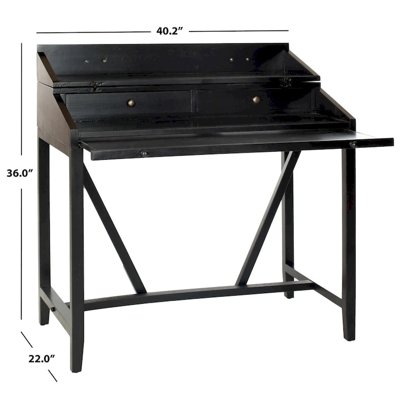 Bureau classique avec rangements Noir / Teck foncé / Blanc / Gris quartz / Chêne