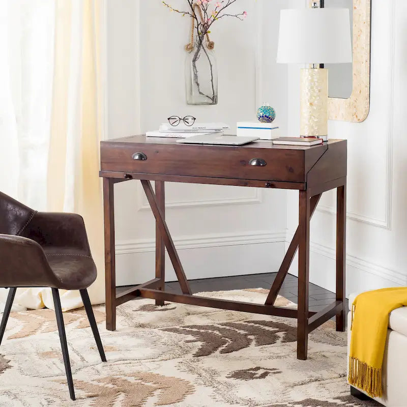 Bureau classique avec rangements Noir / Teck foncé / Blanc / Gris quartz / Chêne