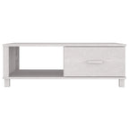 Table basse rectangulaire blanche avec tiroir et étagère
