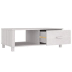Table basse rectangulaire blanche avec tiroir et étagère