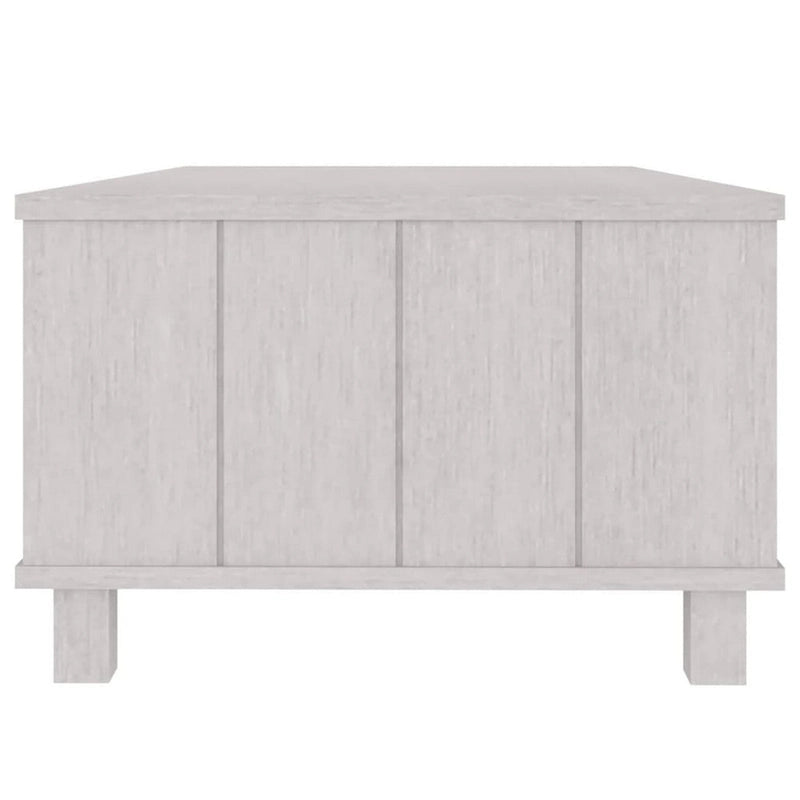 Table basse rectangulaire blanche avec tiroir et étagère