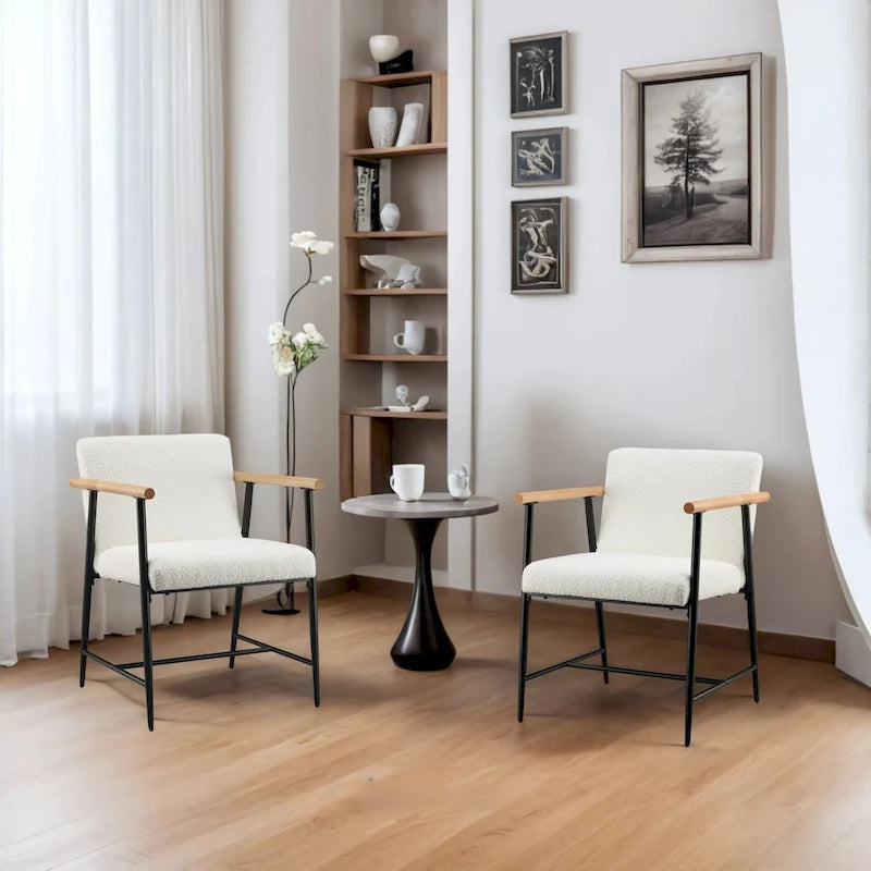 Chaise de salle à manger en tissu, beige/gris + noir, lot de 2