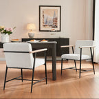 Chaise de salle à manger en tissu, beige/gris + noir, lot de 2