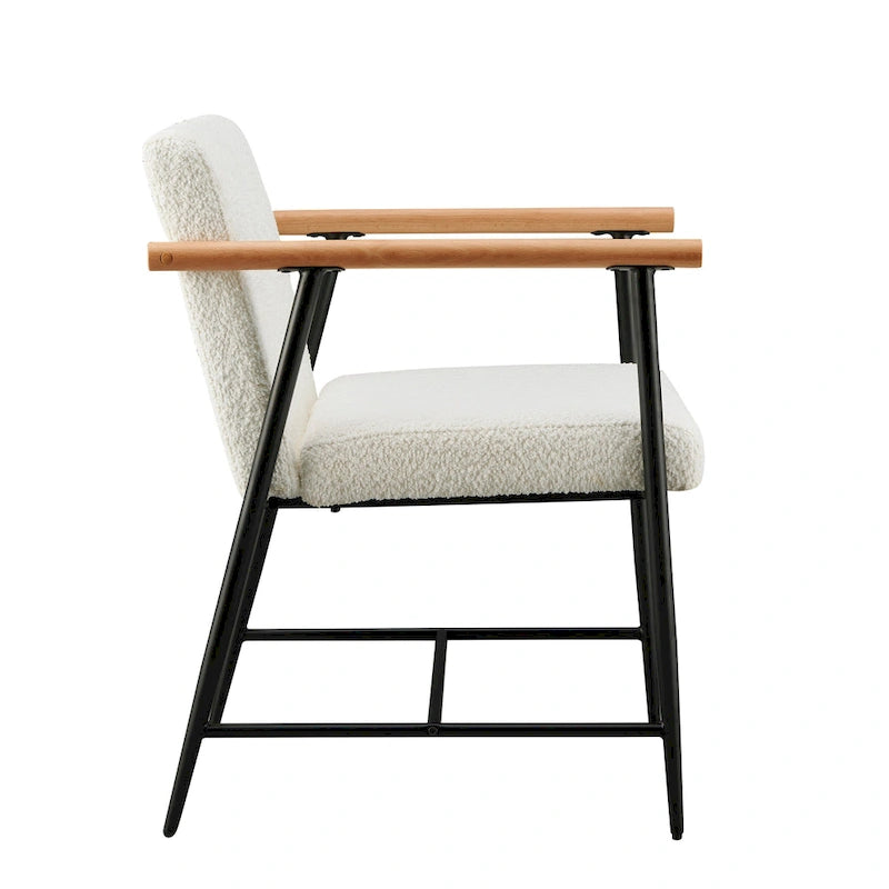 Chaise de salle à manger en tissu, beige/gris + noir, lot de 2