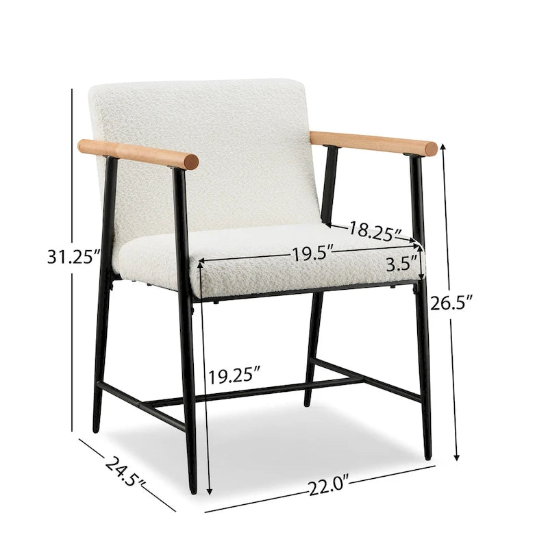 Chaise de salle à manger en tissu, beige/gris + noir, lot de 2