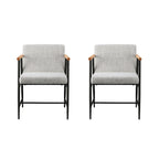 Chaise de salle à manger en tissu, beige/gris + noir, lot de 2