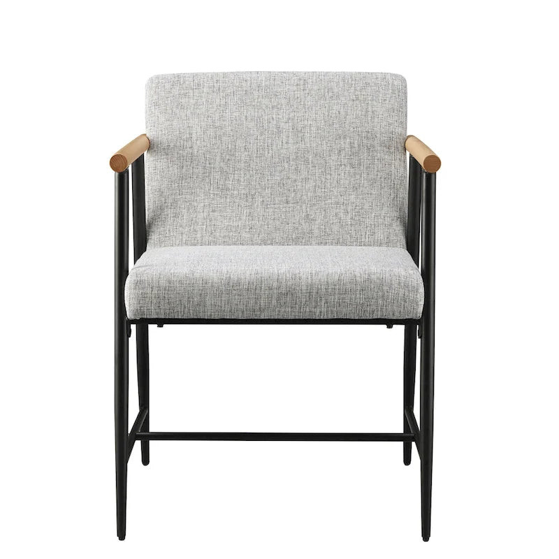 Chaise de salle à manger en tissu, beige/gris + noir, lot de 2