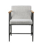 Chaise de salle à manger en tissu, beige/gris + noir, lot de 2