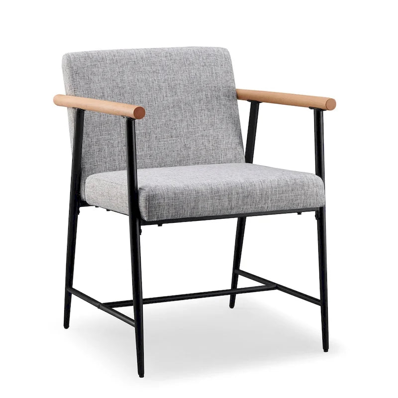 Chaise de salle à manger en tissu, beige/gris + noir, lot de 2