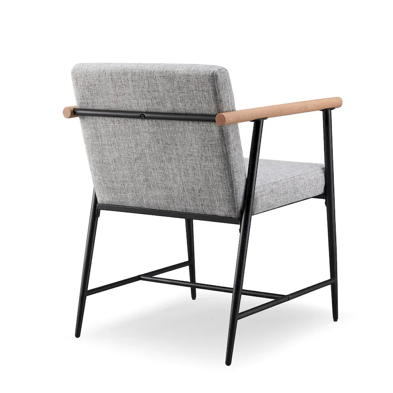 Chaise de salle à manger en tissu, beige/gris + noir, lot de 2