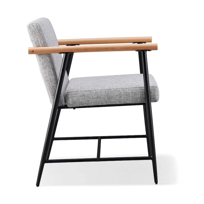 Chaise de salle à manger en tissu, beige/gris + noir, lot de 2