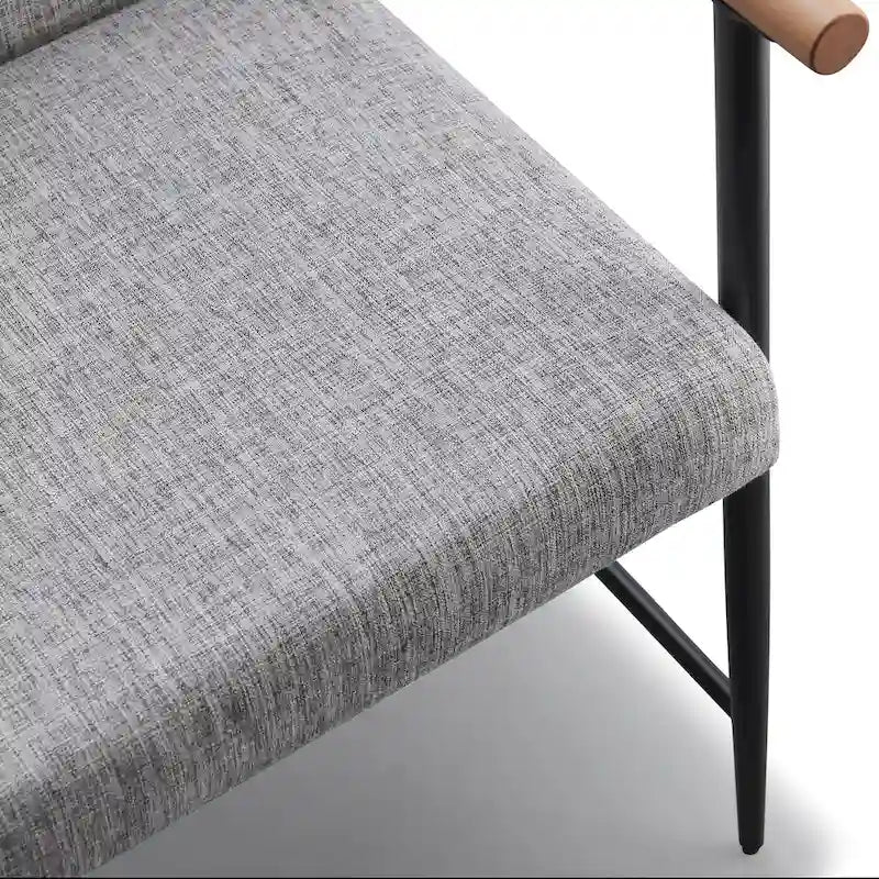 Chaise de salle à manger en tissu, beige/gris + noir, lot de 2
