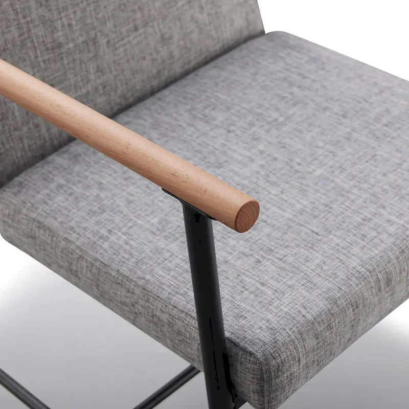 Chaise de salle à manger en tissu, beige/gris + noir, lot de 2