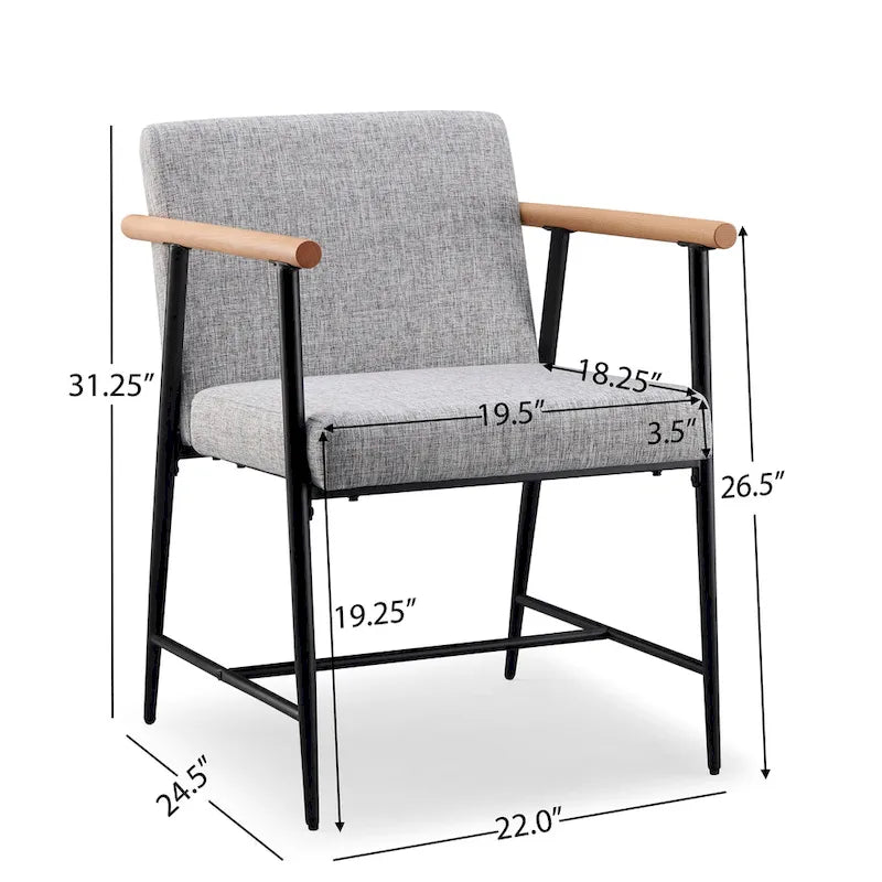 Chaise de salle à manger en tissu, beige/gris + noir, lot de 2