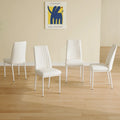 Chaises de salle à manger en cuir blanc avec pieds en métal – Lot de 4